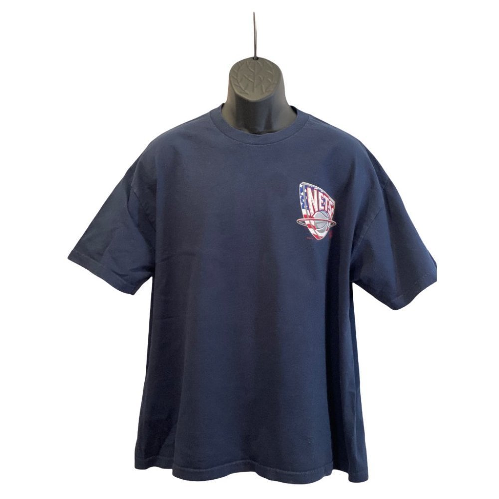 MAJESTIC HARDWOOD CLASSICS NBA VINTAGE NEW JERSEY NETS T-SHIRT DARK BLUE XL